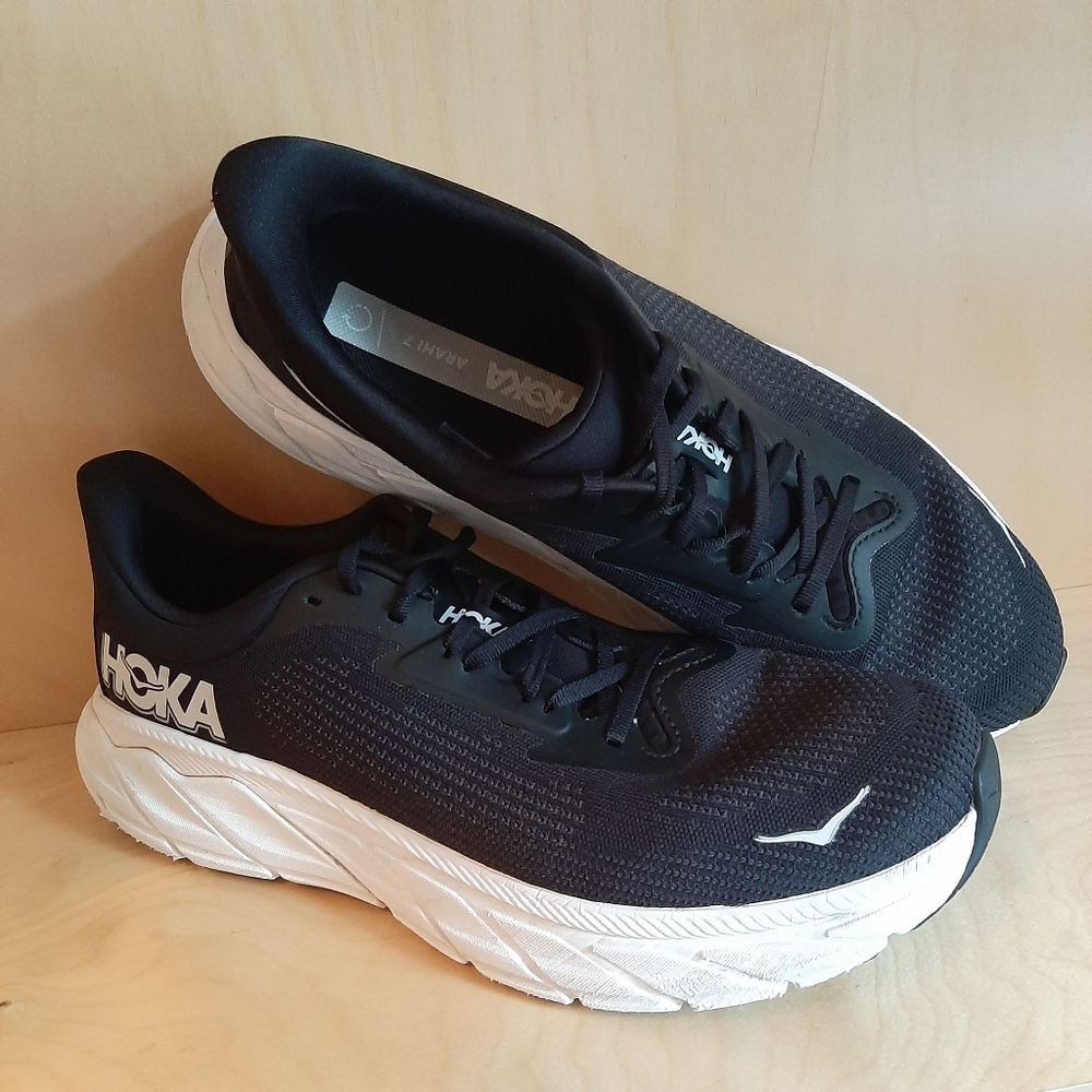 Hoka Black and White Athletic Sneakers